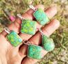 Green Turquoise Gemstone 925 Sterling Silver Plated 5 Pcs Bezel Pendant BEZ-50
