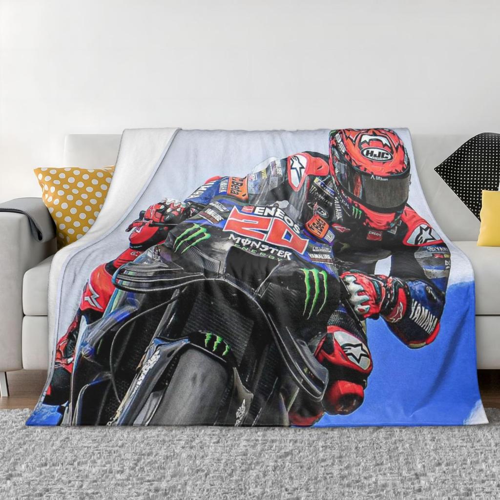 Fabio Quartararo French Motorcycle Racer Blankets Soft Warm Flannel Throw Blanket Cover for Living room Picnic Travel Home Sofa