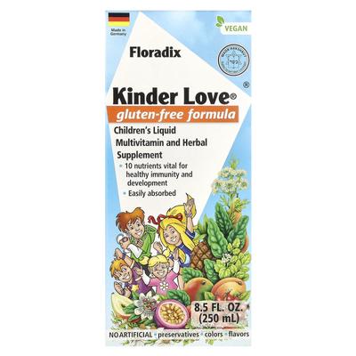 Floradix, Kinder Love, Детский жидкий мультивитаминный и травяной комплекс, Без глютена, 8,5 жидких унций (250 мл)