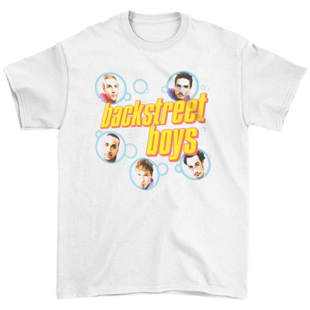 Backstreet Boys Футболка с принтом Bubbles, приталенная, размер S, белая, унисекс