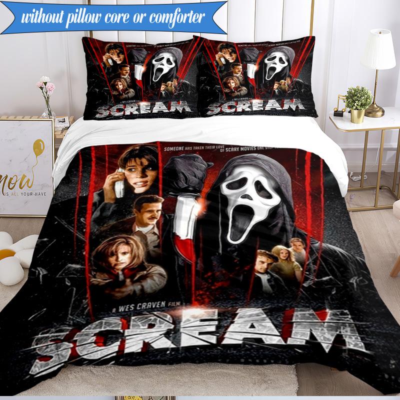 Scr-eam Horror Movie 3pcs K-pop music group Bedding set,Ideal for Bedroom, Dormitory,Including Duvet Cover And 2pcs Pillowcases,Fan gifts