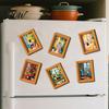 Artistic Wall Decor for Metal Cabinets Cute Cat Magnetic Fridge Magnet, Vintage Wooden Picture Frame, Fun Flexible Frames Desk Scene Cabinets,