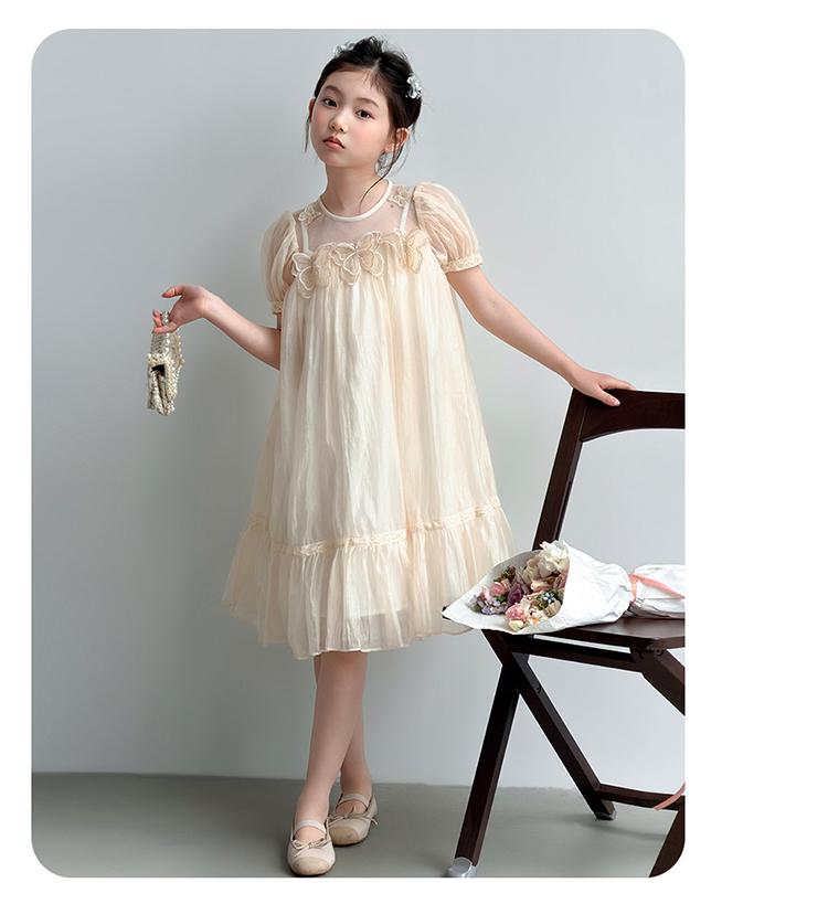 Girls' Dress Summer Dress 2026 New Style Children's Elegant Princess Puff Skirt Girls' Sweet Wind Mesh Skirt