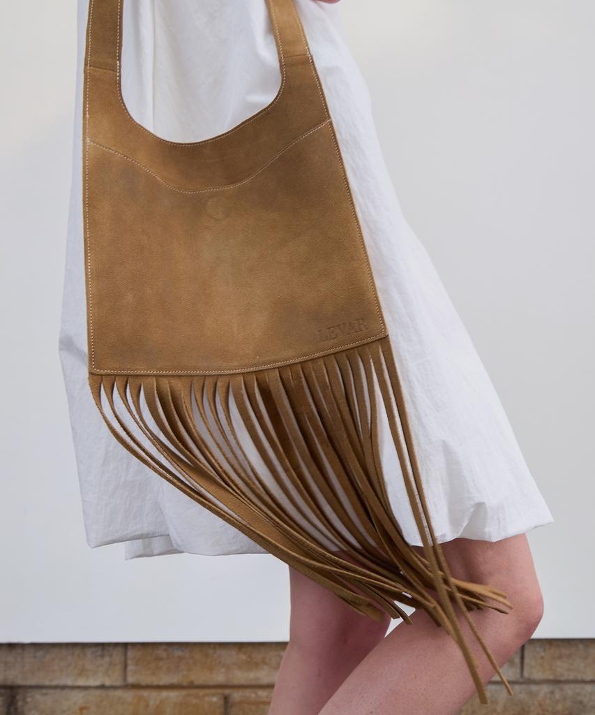 Сумка Levar Boho с бахромой из замши - Арахисовый