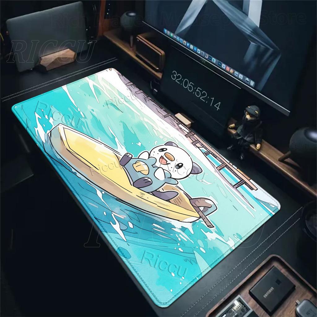 Gaming Mouse Pads Oshawott Pattern Pokemon Style Large Extended Rubber Computer Keyboard LockEdge Desk Mat Gamer Non-slip Carpet