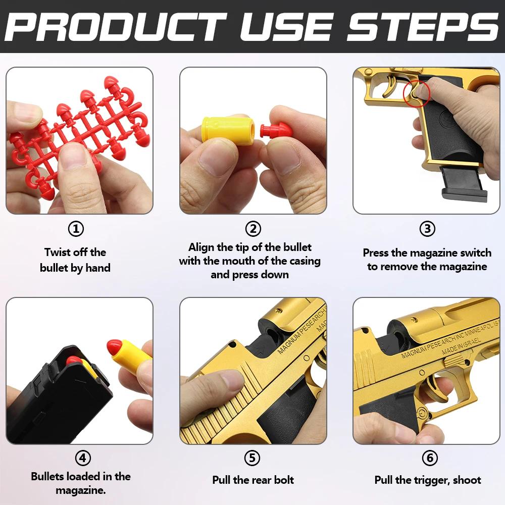 Непрерывный S Механический Автоматический Desert Eagle Игрушечный Пистолет для Страйкбола С Выбрасыванием Гильз Мягкими Пулями Детская Наружная Игра в Мишени