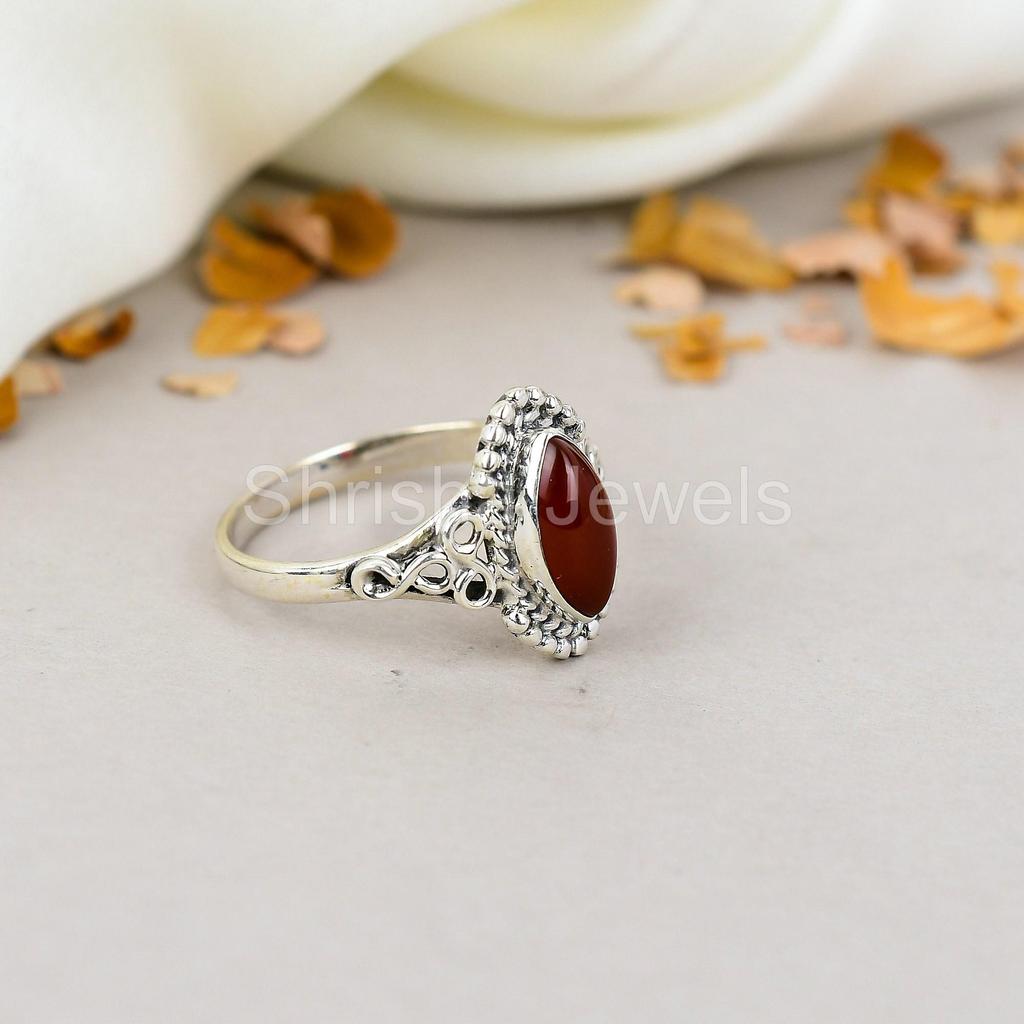 Сердолик 925 пробы стерлингового серебра в форме маркиза драгоценный камень ювелирные изделия ручной работы для женщин