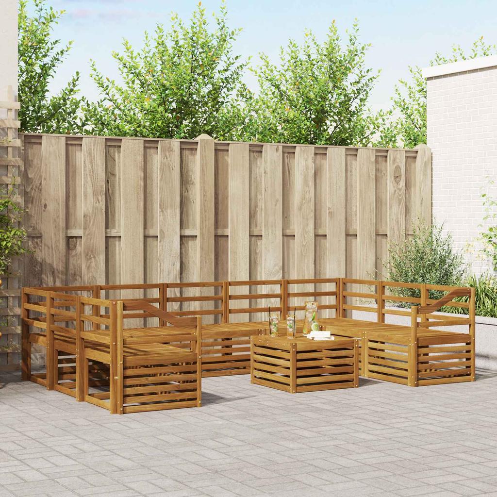Garden Furniture Set 10 pcs Natural Solid Acacia Wood