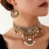 Vintage Bohemian Rhinestone Necklace Set Light Court Style for Women