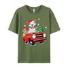 Cute Pitbull Dog Santa Hat Red Car Christmas T Shirt Tees High Quality Cotton Printed Gift T Shirt Men 100 Cotton