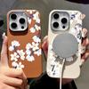 Цветы Цветочный чехол для iPhone 16 Pro Max Чехлы для iPhone 15 14 13 Pro Max 16e Для беспроводной зарядки MagSafe Магнитная накладка на телефон