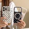Корейский чехол для телефона в горошек с вращающейся подставкой для iPhone 15/16 Pro/Max