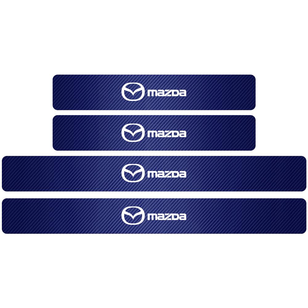 4PCS Carbon Fiber Car Door Sill Sticker Car Badge Threshold Car-Styling For Mazda Axela 2 3 MS 6 CX-5 CX-4 CX3 CX5 Artzma Demio GH4
