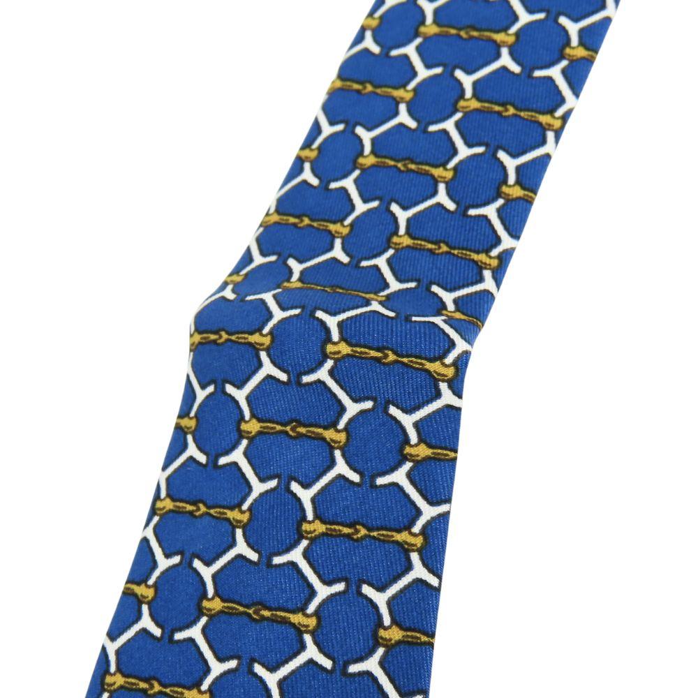 Used HERMES tie Toyota limited edition silk Blue gold business