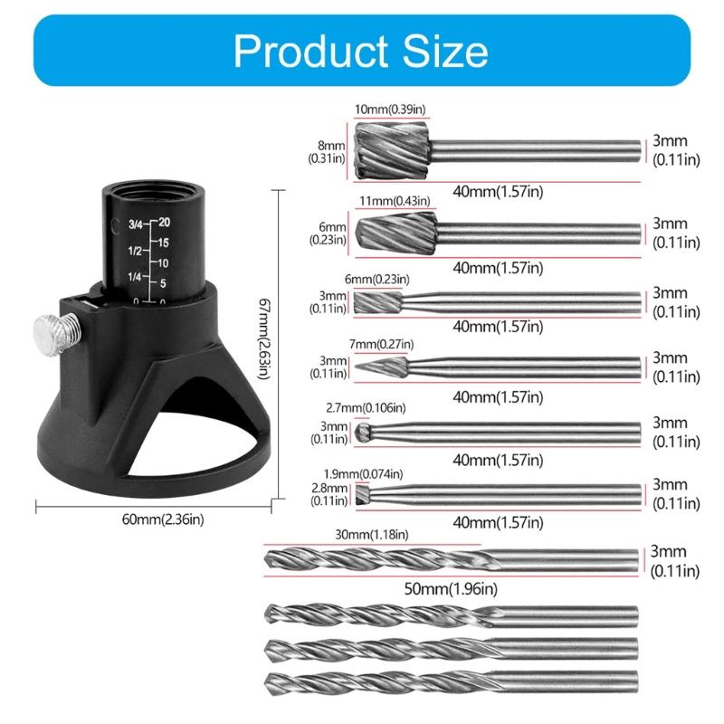 11 шт. Деревообрабатывающие локаторы с фрезерными фрезами Набор сверл Вращающийся Гравировальный Держатель для электрической шлифовальной машины Роторный