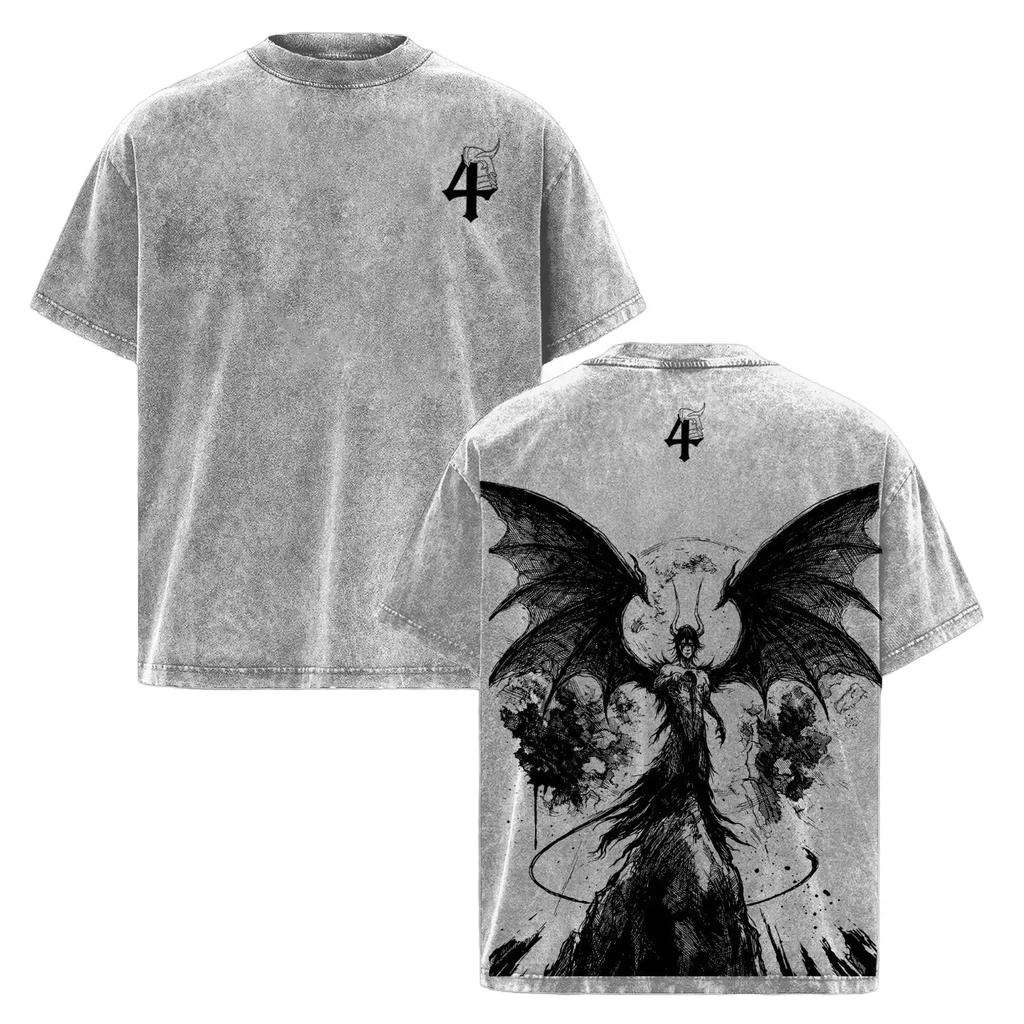 BLEACH Ulquiorra Cifer T-shirt Anime Vintage Washed Y2k T Shirt Men's Unisex Clothing Summer Loose Short Sleeve Polyester Tees Tops
