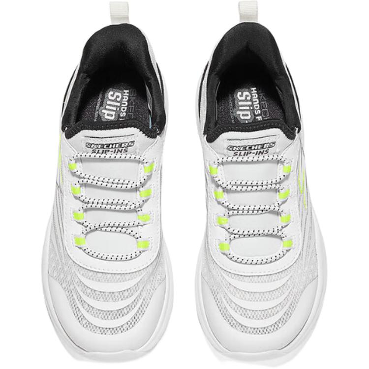 Skechers Мальчики Флеш Мода Слипоны Повседневная обувь Детские кроссовки Белый Зеленый 405309L-WHT