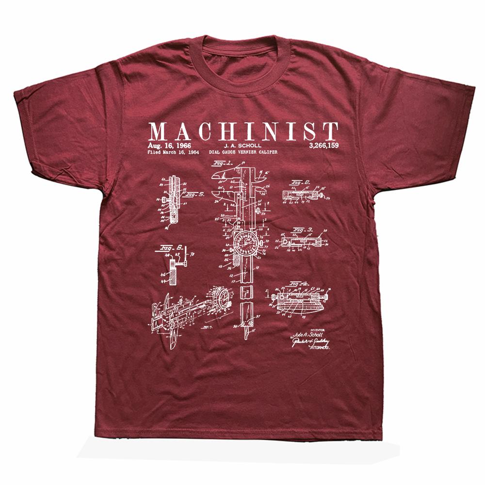 Funny Machinist Vintage Patent Print Drawing T Shirts Graphic Streetwear Short Sleeve Birthday Gifts Summer Style T-shirt Men