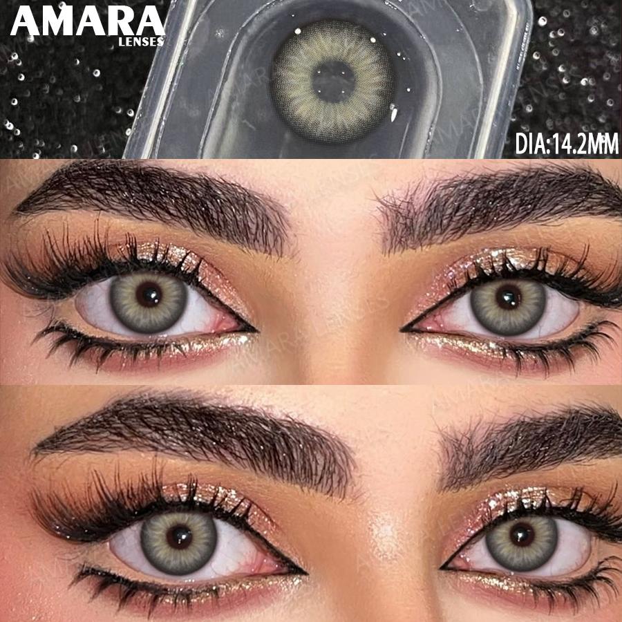AMARA 1 пара цветных контактных линз для макияжа, синие зрачки, натуральные коричневые линзы, зеленый цвет, линза для глаз, косметические Colorcon