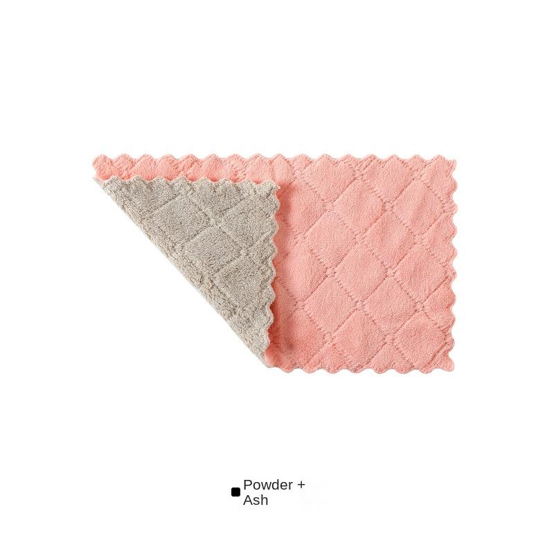 2278 Plain Printed Double-Sided Strong Absorbent Cloth Lint-Free Oil-Free Coral Fleece Dishwashing Towel Cloth