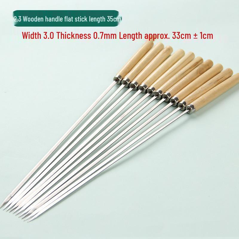 ZLIII Wooden Handle Stainless Steel BBQ Skewers