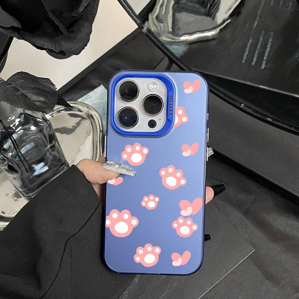 Милый медведь с кошачьими лапками Чехол для телефона для iPhone 16 17 15 14 12 13 Pro Max Белый цвет Ударопрочный чехол