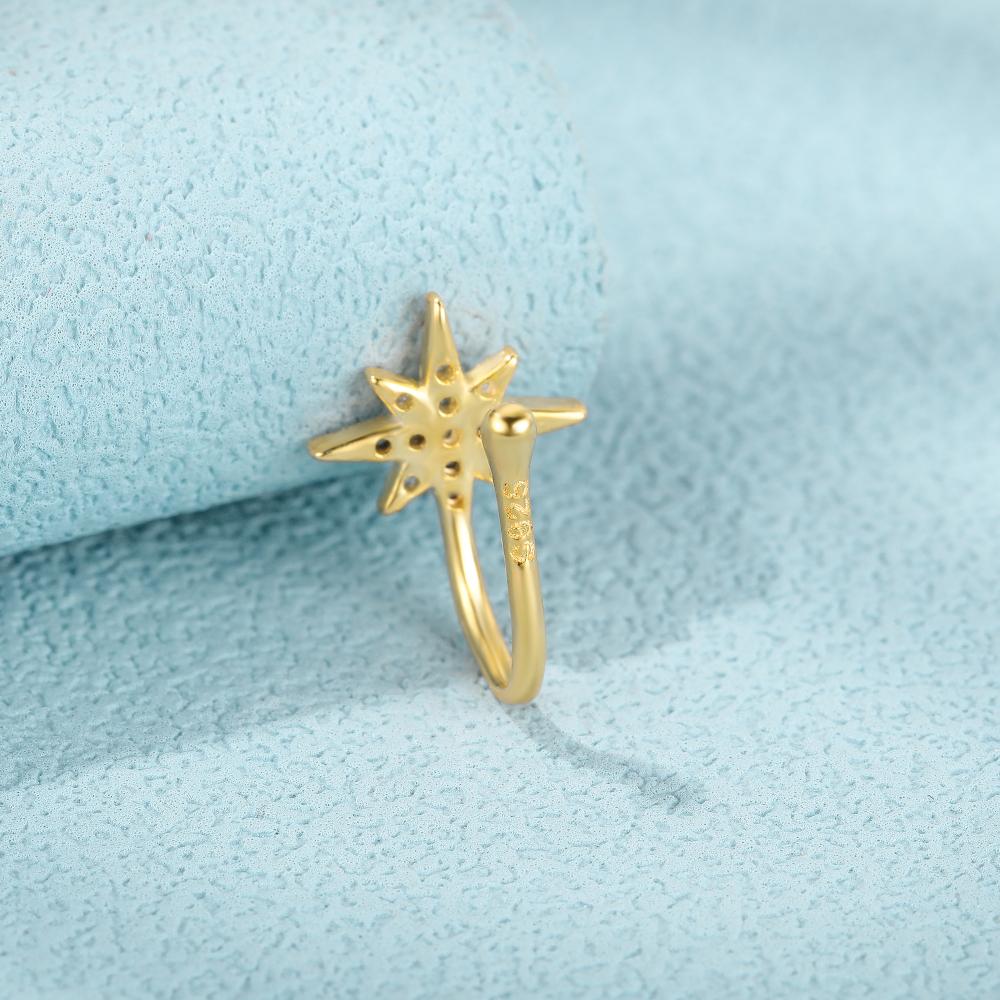 CANNER Octagonal Star-Studded Diamond Zircon Nose Ring Nose Cuff Piercing Jewelry S925 Silver