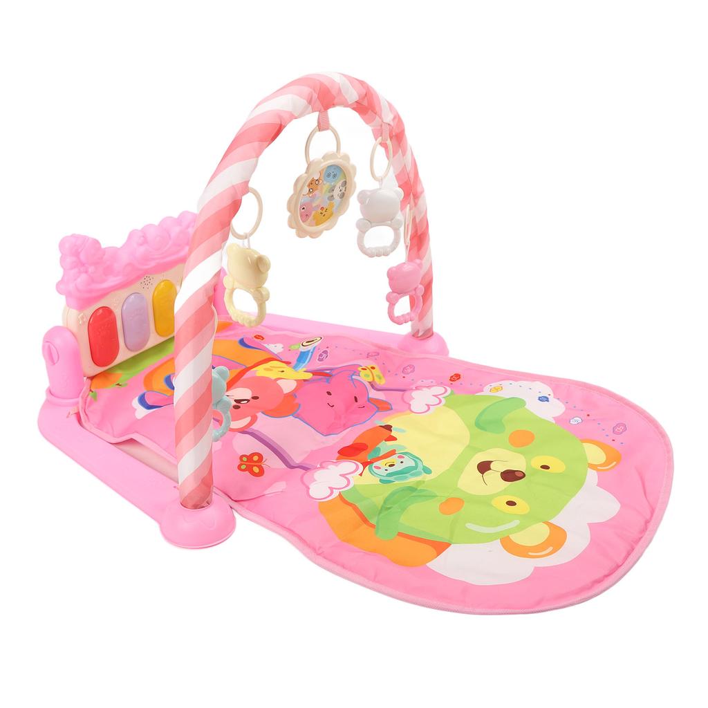 Toddler Infants Pink Cartoon Hot Air Balloon Animal Pattern Musical Light Gym Mat Baby Kick Piano