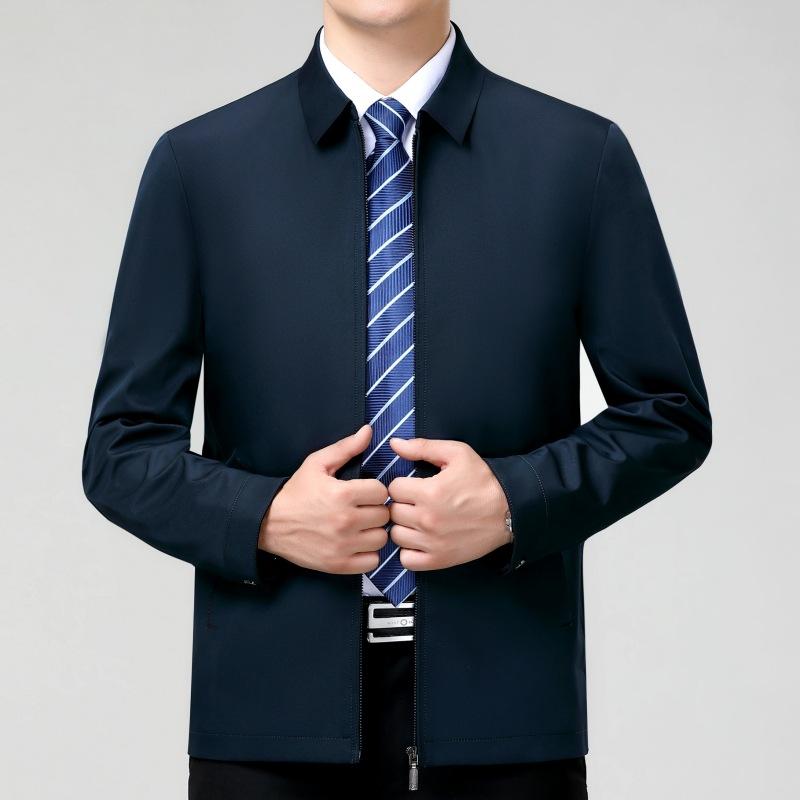 Весенне-осенняя куртка из шелка Mulberry High-end, мужская куртка для пап среднего и пожилого возраста, повседневная деловая куртка для руководителей