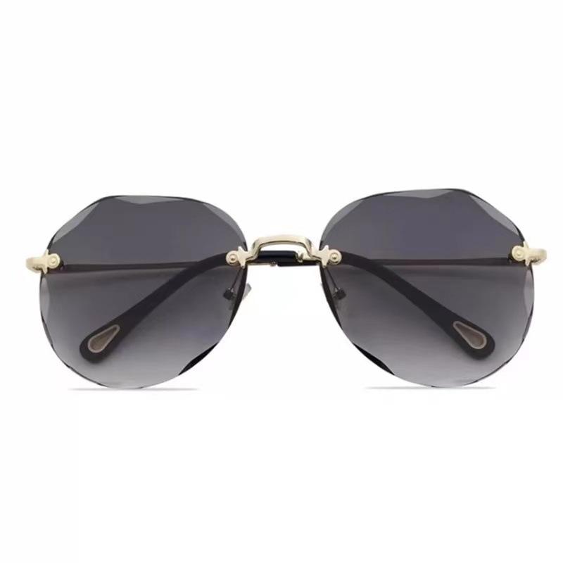 Солнцезащитные очки без оправы, женские, с большой оправой, модные солнцезащитные очки, женские, с круглым лицом, для уличной стрельбы