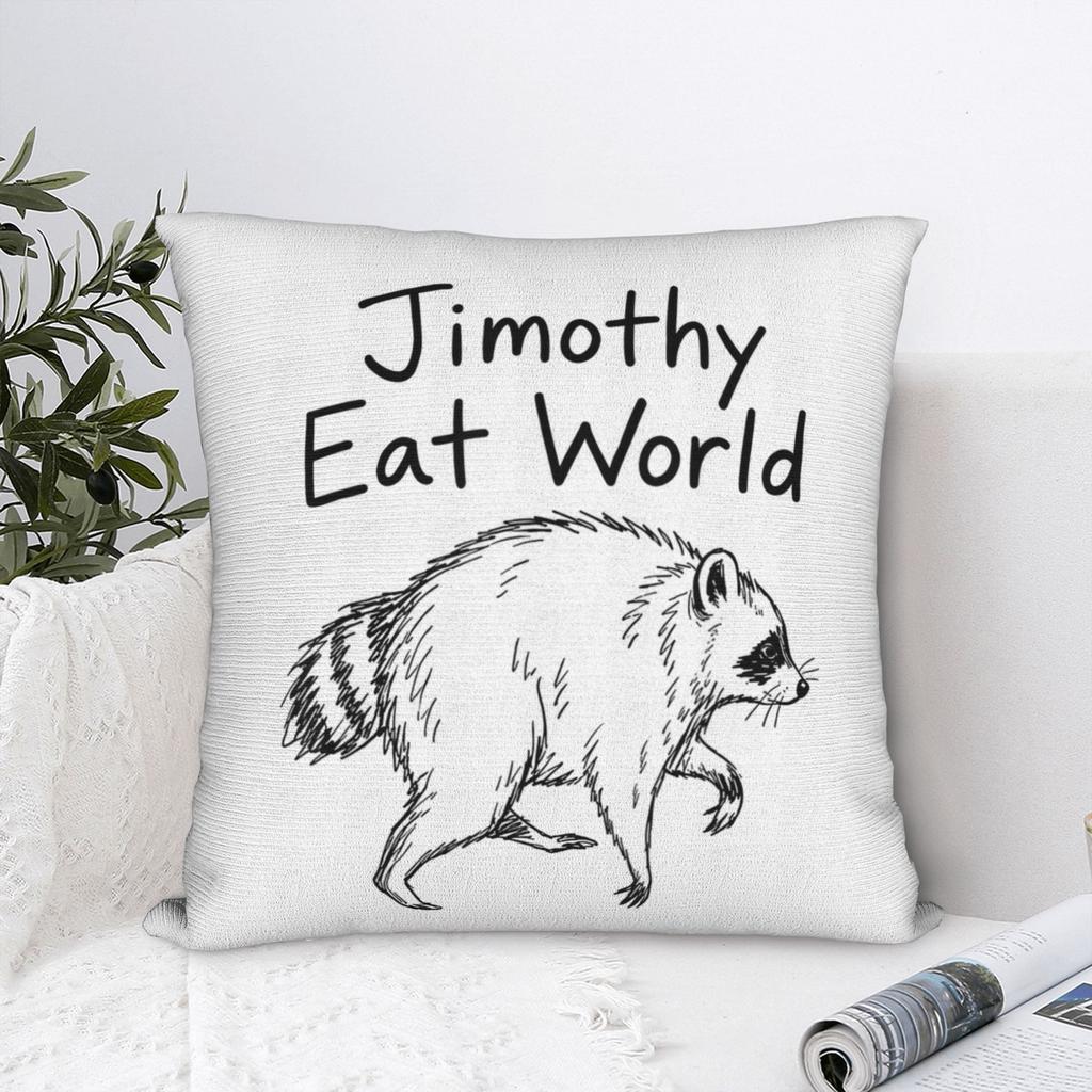 Jimothy Eat World Funny Viral Raccoon Seattle Trash Panda Square Pillow Case Polyester Throw Pillow Custom Cushion Covers