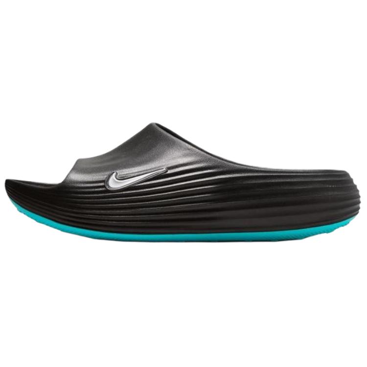 Nike Reactx Rejuven8 Шлепанцы Черный Глубокий Синий Мужские Сандалии Металлик-Серебристый HV4479003