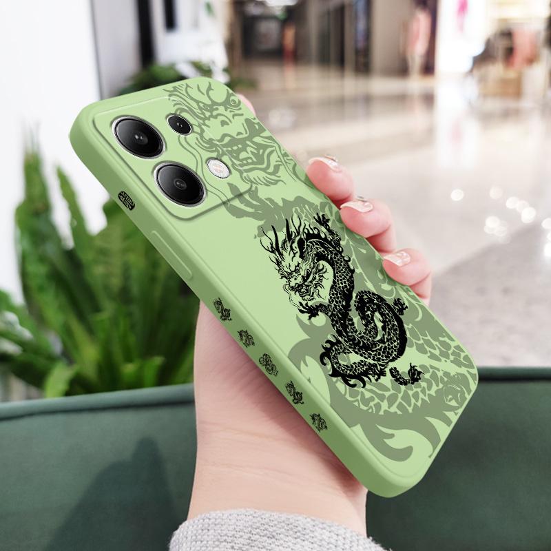 Величественный Черный Дракон Чехол для Телефона для Xiaomi Redmi Note 14 13 12 12S 11 11S 10 10S 9 9S Pro Plus 4G 5G Жидкий Силиконовый Чехол