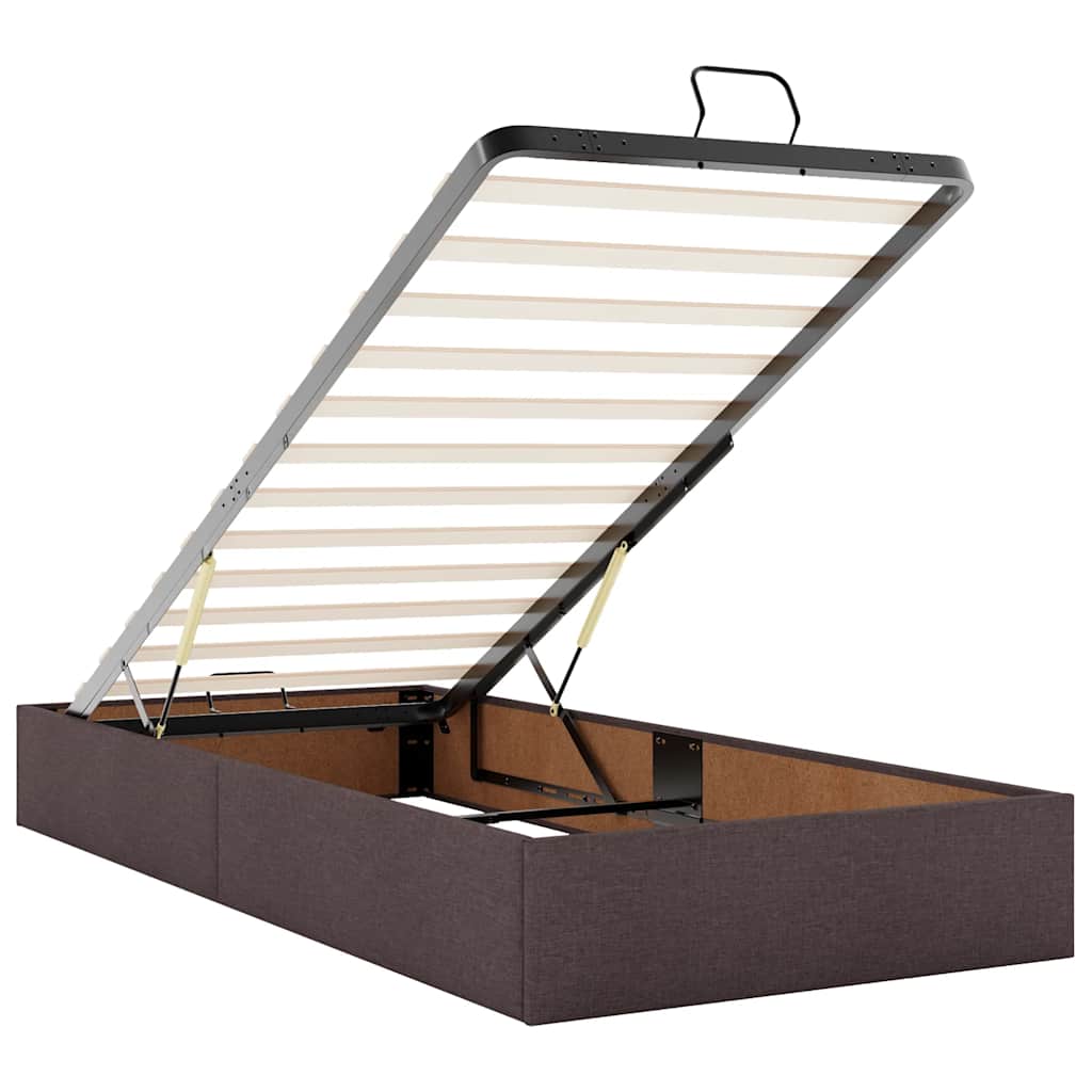Enjoy restful nights with this Ottoman bed set including mattresses and LED lighting dark brown 180 x 200 cm fabric