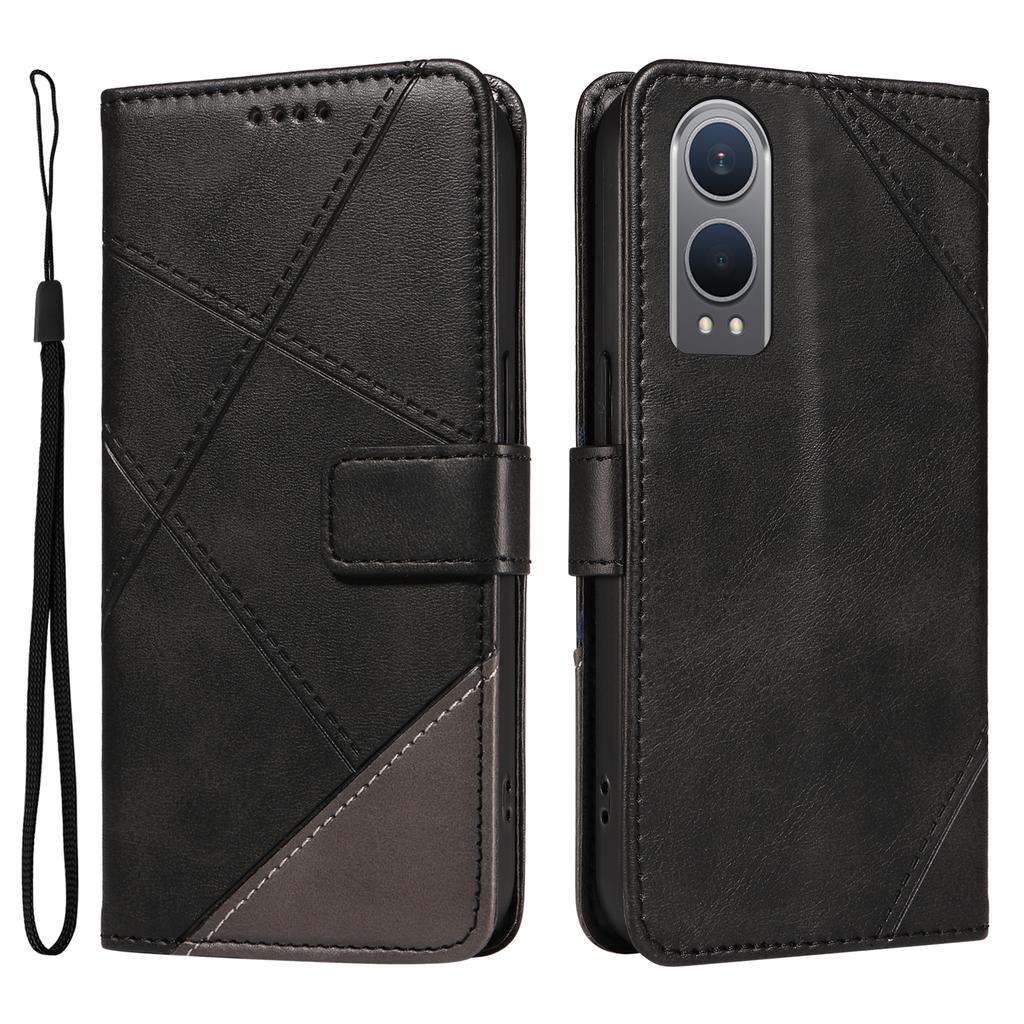 For OnePlus Nord CE4 Lite 5G/Oppo K12x 5G (China) Case Leather Wallet Shockproof Phone Cover Geometric Line