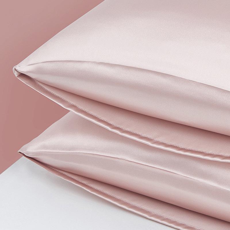 Rectangle 100% Mulberry Silk Pillowcase with Zippered Closure Modern Minimalist Style Plain Design for Home Bedding