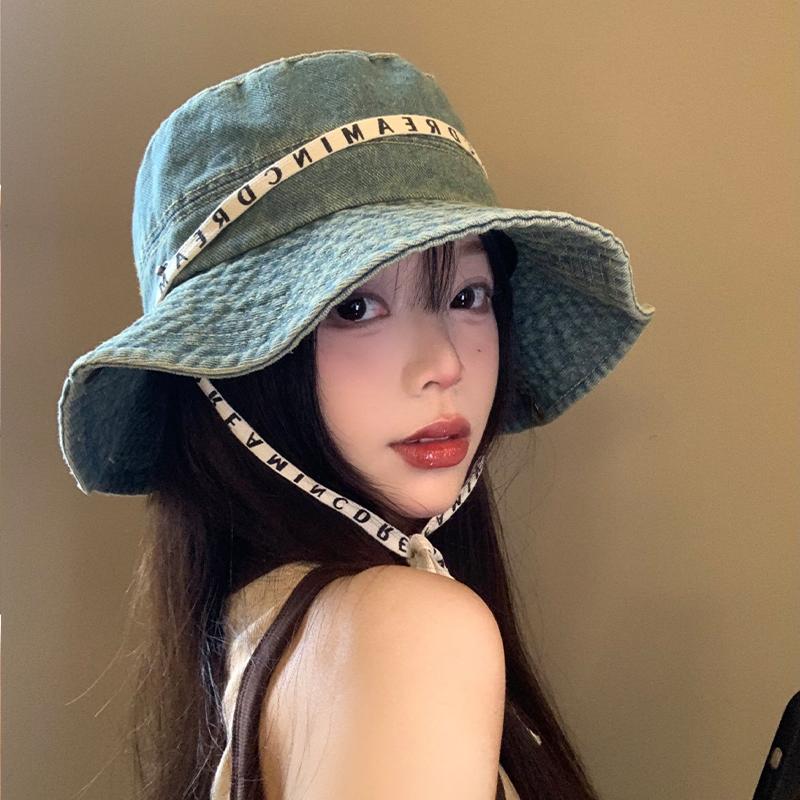 Уличная шляпа-панама из денима с ремешком для писем, детская летняя шляпа от солнца с широкими полями, шляпа-ведро для защиты от солнца, шляпа для альпинизма