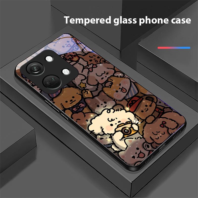 Светящийся котенок Для OnePlus Nord 3 5 6T 7 Pro 8 12 10T Reno8 Lite 5G 10R Nord N30 Жесткий чехол Закаленное стекло Чехол для телефона Черный