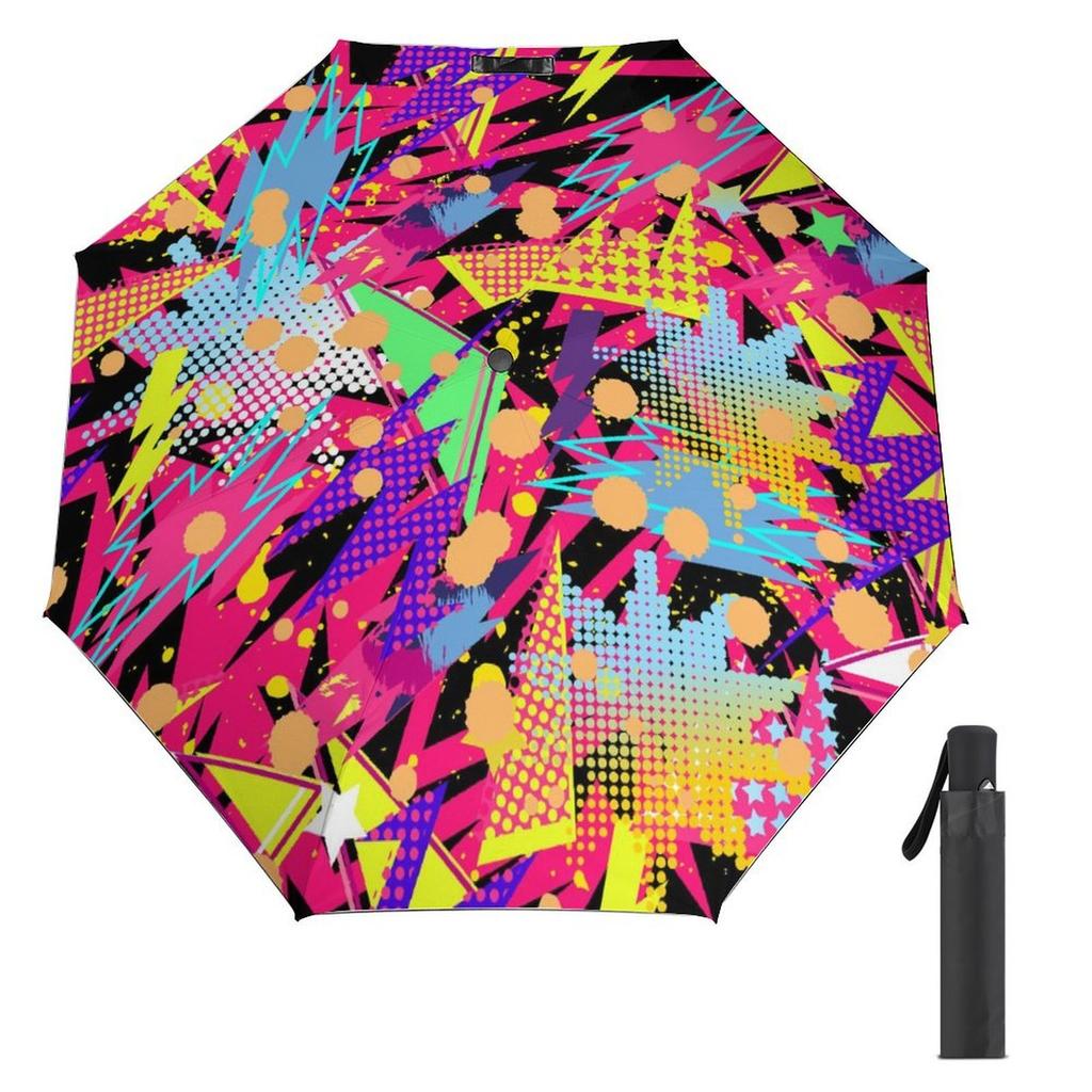 1 шт. Автоматический зонт с ветроустойчивой технологией и водоотталкивающей поверхностью для путешествий, с граффити-дизайном