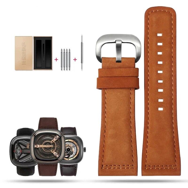 Ремешок для часов из натуральной кожи для SevenFriday, мужской ремешок для часов Q203 M203 P1 P2 S2 M2 Q2 03 01 02, коричневый, синий, воловья кожа, 28 мм