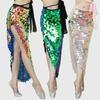 Belly Dance Mermaid Hip Scarf Set Sexy Sequin Wrapped Waist Scarf Bead Embroidered Long Skirt