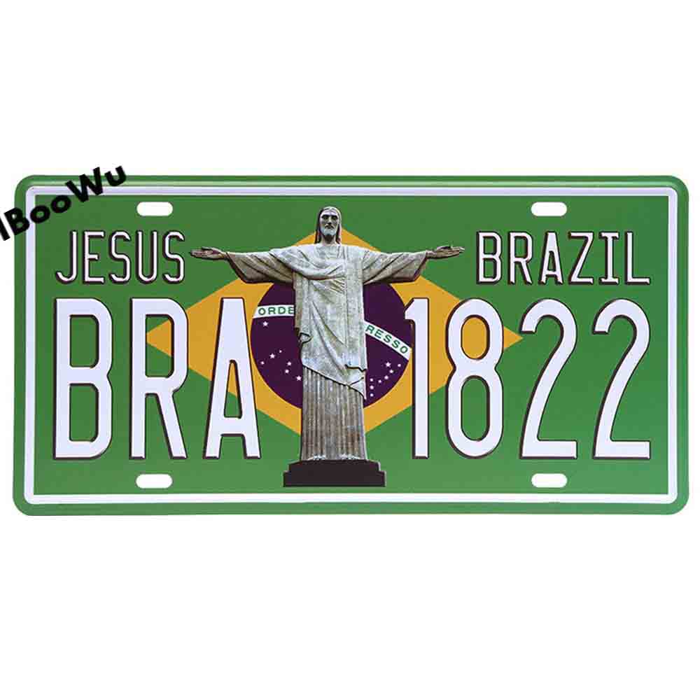 Worldwide Popular City License Plate Poster Vintage Wall Decor Canada/London/Brazil Metal Tin Sign Plaques Poster 15x30cm