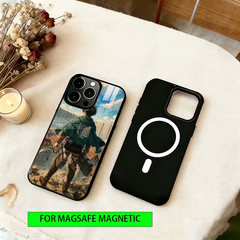 Eren Yeager Phone Case Magnetic with Magsafe Wireless Charging For iPhone17,16,15,14,13,12,11 Plus,Pro