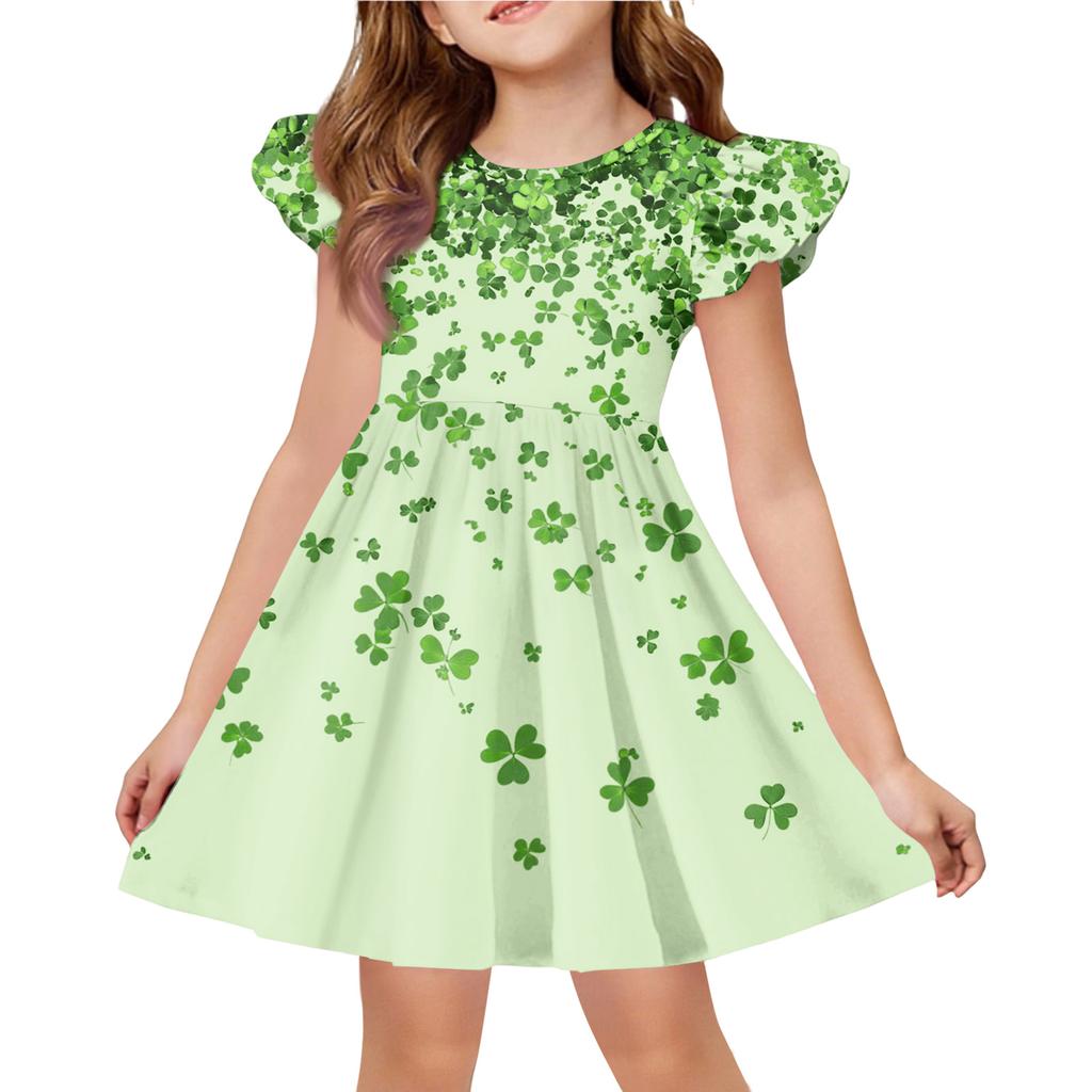 Летнее платье принцессы для девочек - А-силуэтное платье-футболка Ст. День Патрика