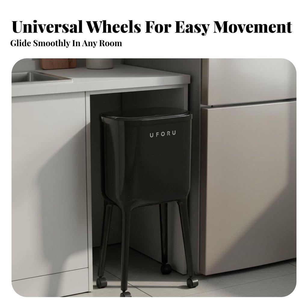 Trash Can with Wheels Large Capacity Press Top Garbage No-Bend Design