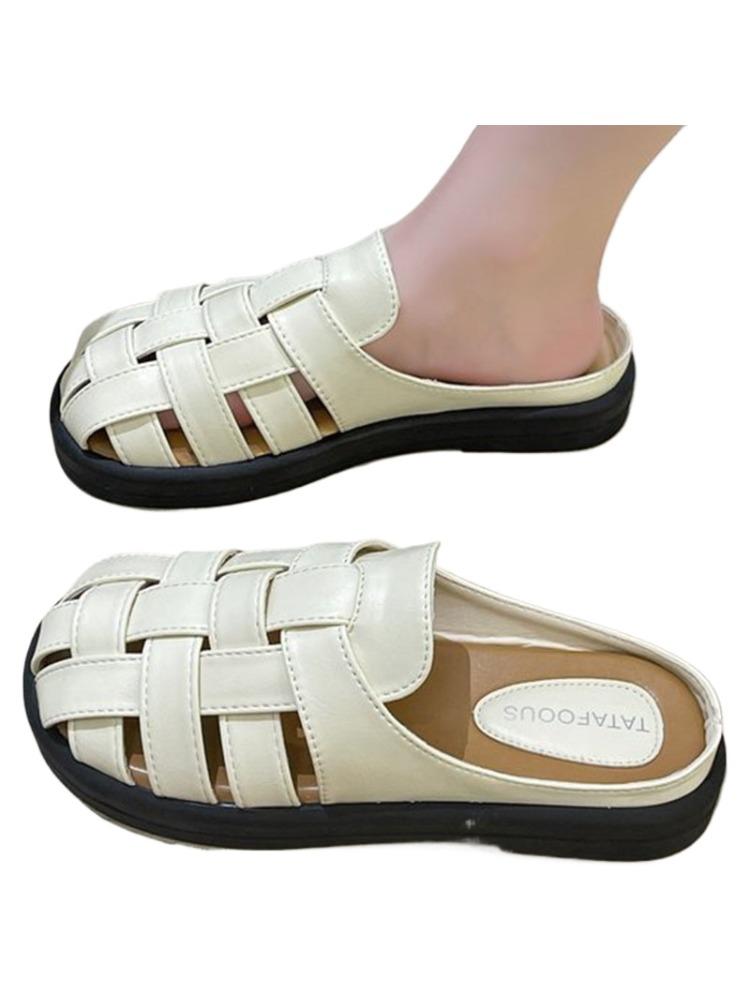 Модные полутапочки SyfIyno Silver Beige Brown Black Baotou, женские туфли, летние ретро-тканые полые толстые римские тапочки, мюли