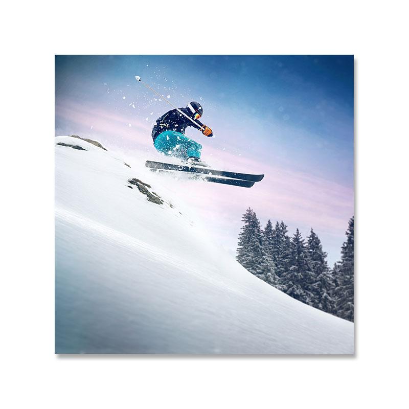 Лыжный спорт, холст, картина, настенное искусство, снежный горный пейзаж, фотографии, Настенный декор, современное украшение для гостиной, дома, Куадрос