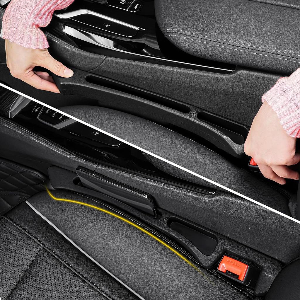 Car Seat Gap Filler Organizer With Dual Slots, 2 Pack Anti-Drop Storage Solution For Car SUV Truck - Prevents Phone, Keys, Wallet From Falling