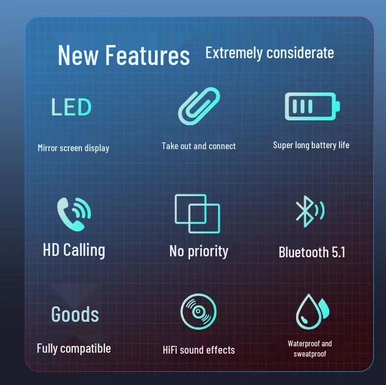 S20 Bluetooth TWS Touch Semi-In-Ear Wireless Headset with Digital Display