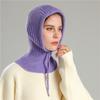Winter Pullover Cap Ring Scarf Women Woolen Yarn Neck Hat Fashion Knitted Balaclava Warm Solid Color Muffler  Outdoor